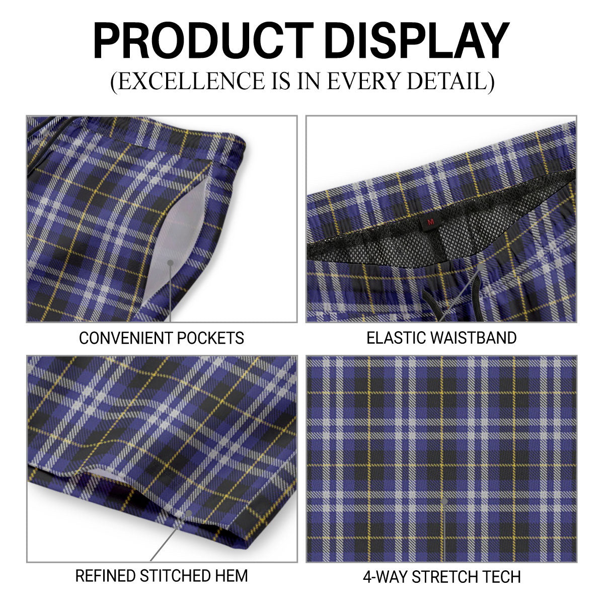 Kilmarnock Tartan Crest Men's Beach Shorts