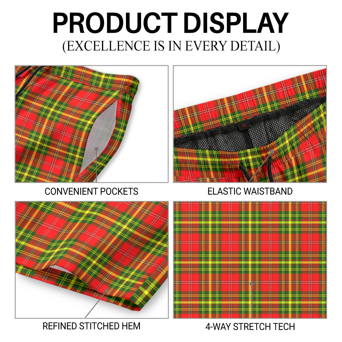 Leask Tartan Crest Men's Beach Shorts