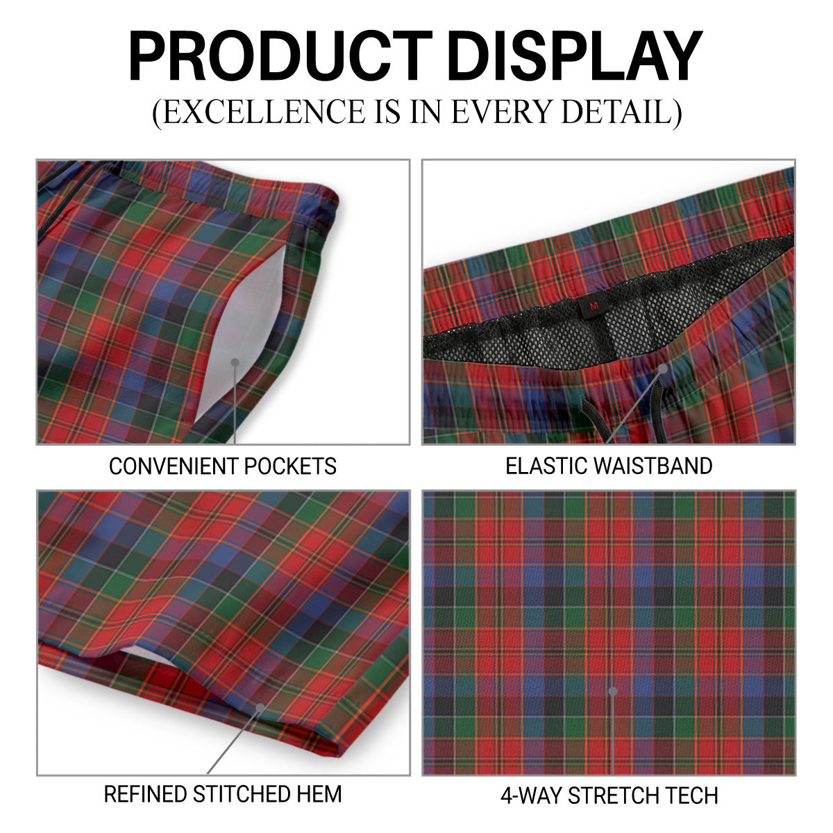Leith Tartan Crest Men's Beach Shorts