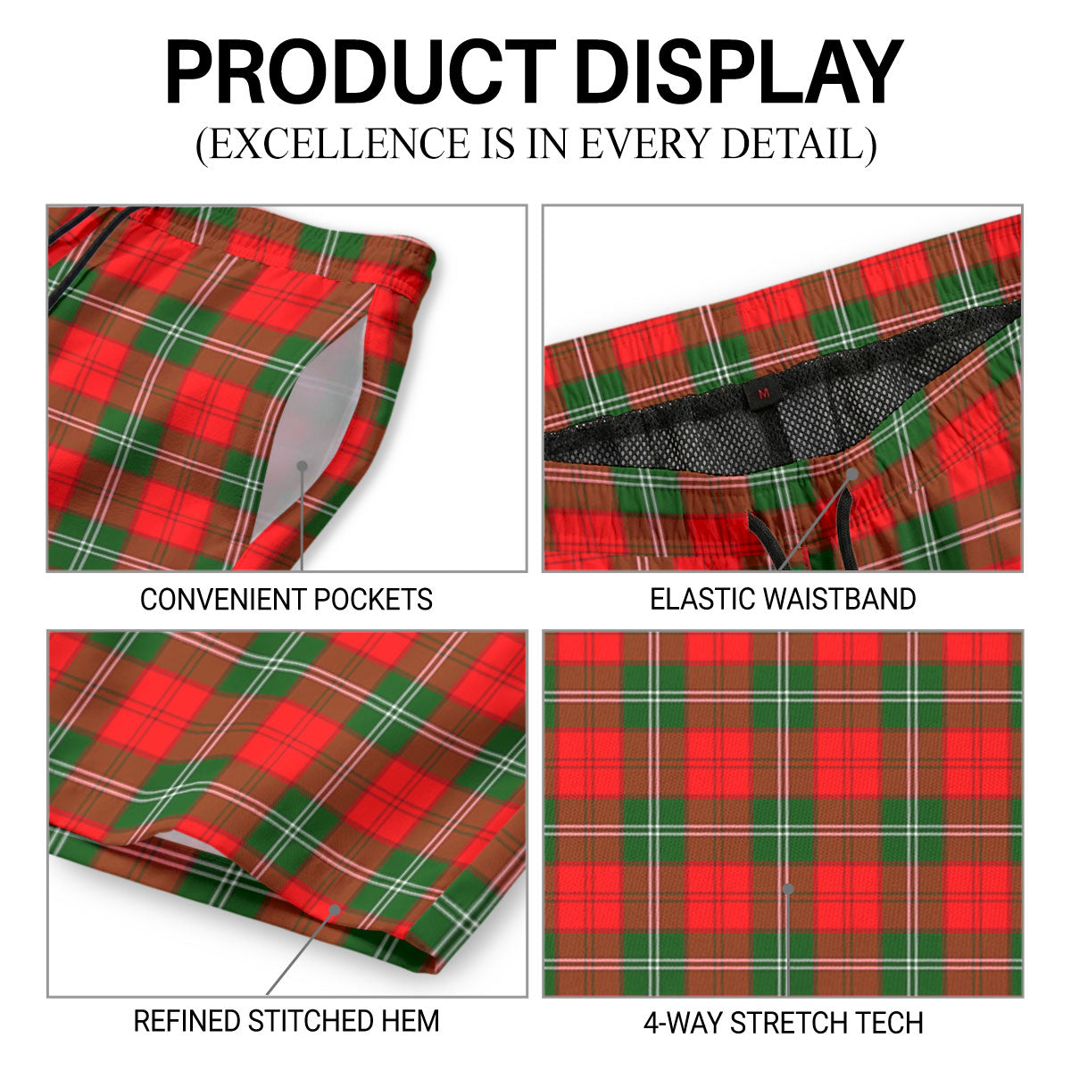 Lennox (Lennox Kincaid) Tartan Crest Men's Beach Shorts
