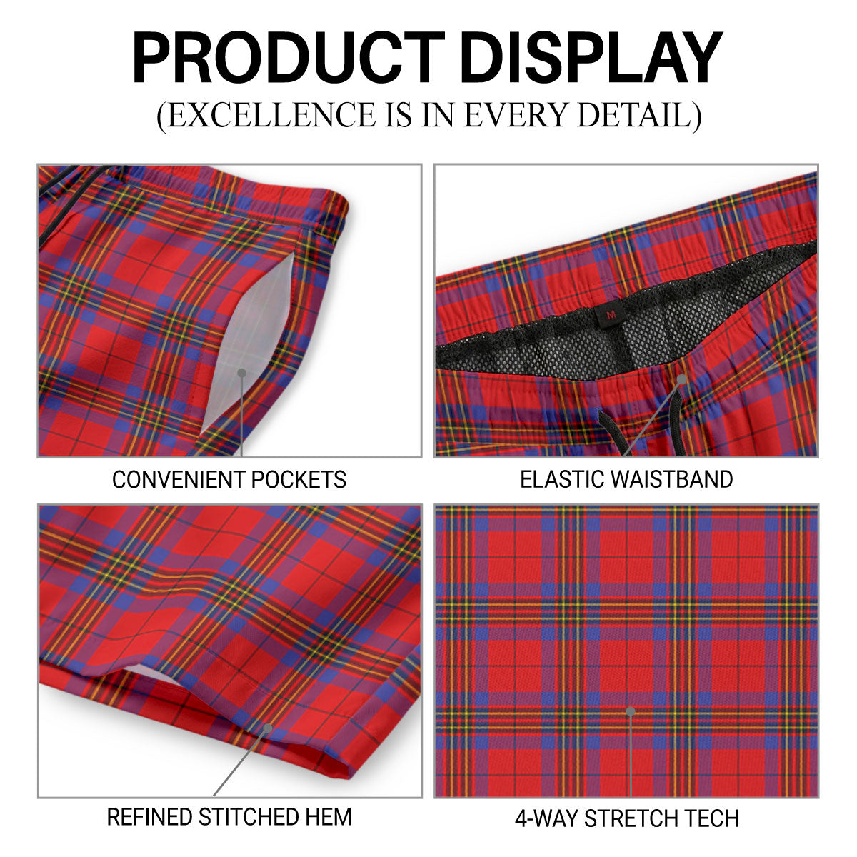 Leslie Modern Tartan Crest Men's Beach Shorts
