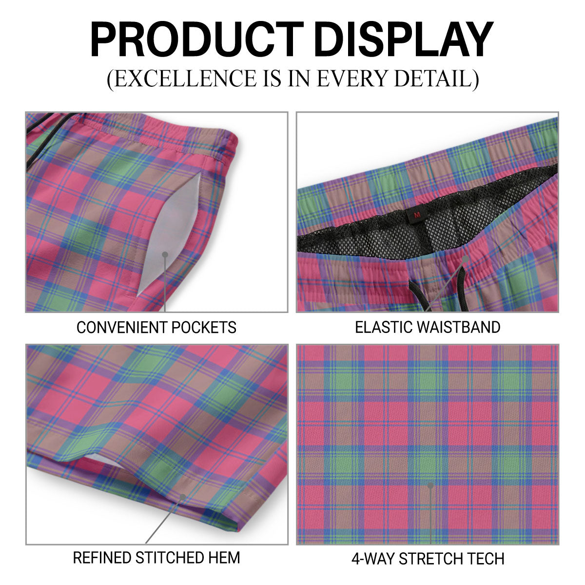 Lindsay Ancient Tartan Crest Men's Beach Shorts