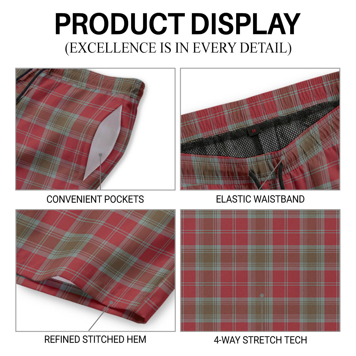 Lindsay Weathered Tartan Crest Men's Beach Shorts