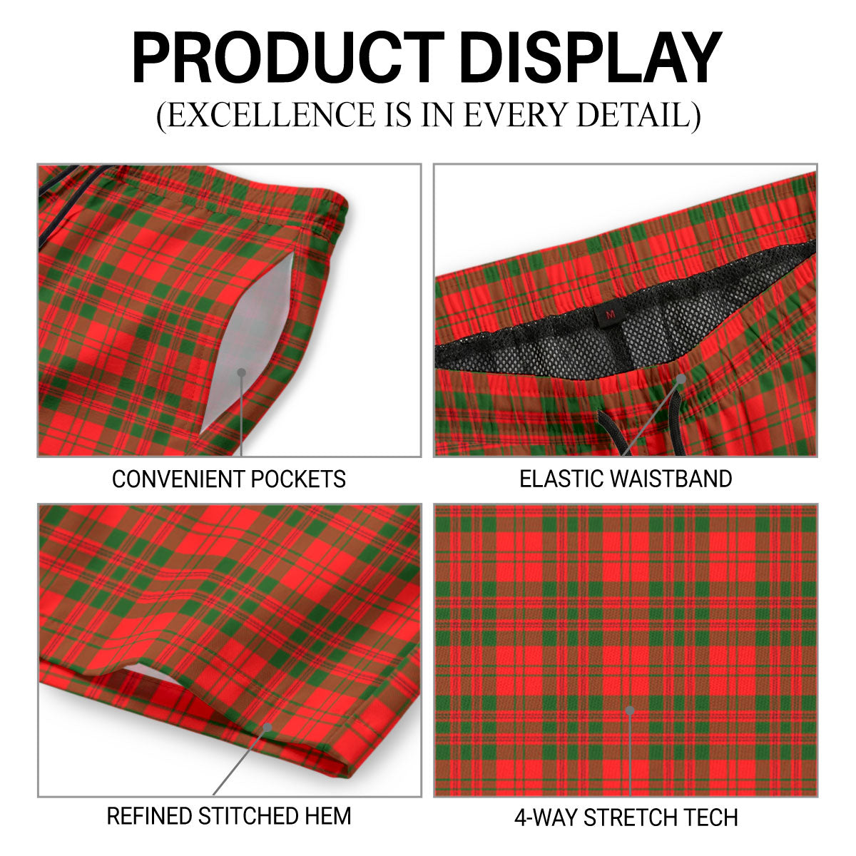 Livingstone Tartan Crest Men's Beach Shorts