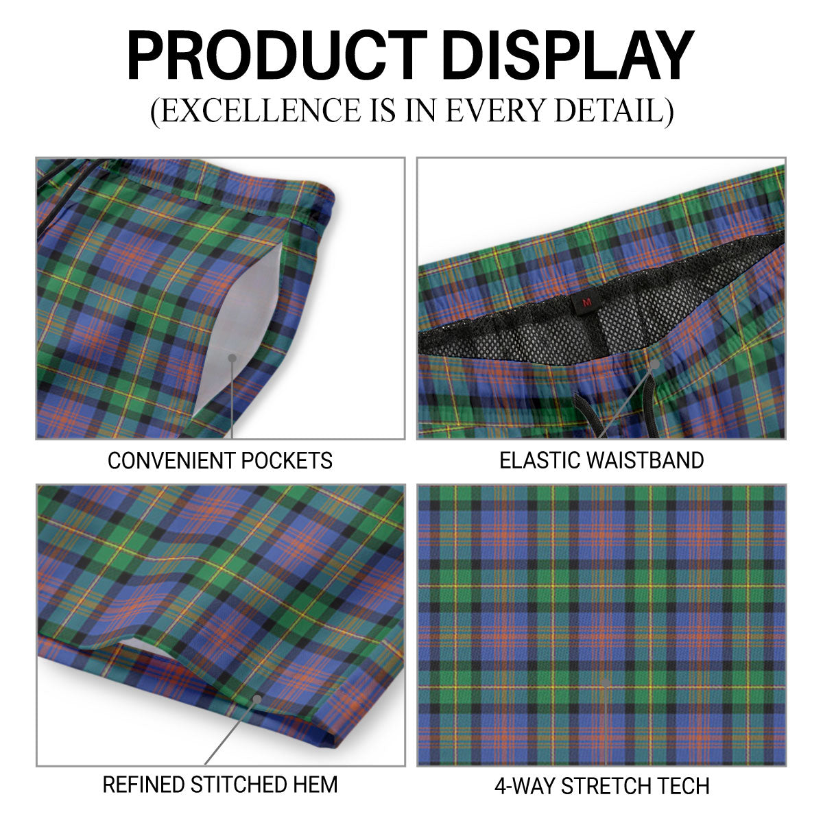 Logan Ancient Tartan Crest Men's Beach Shorts