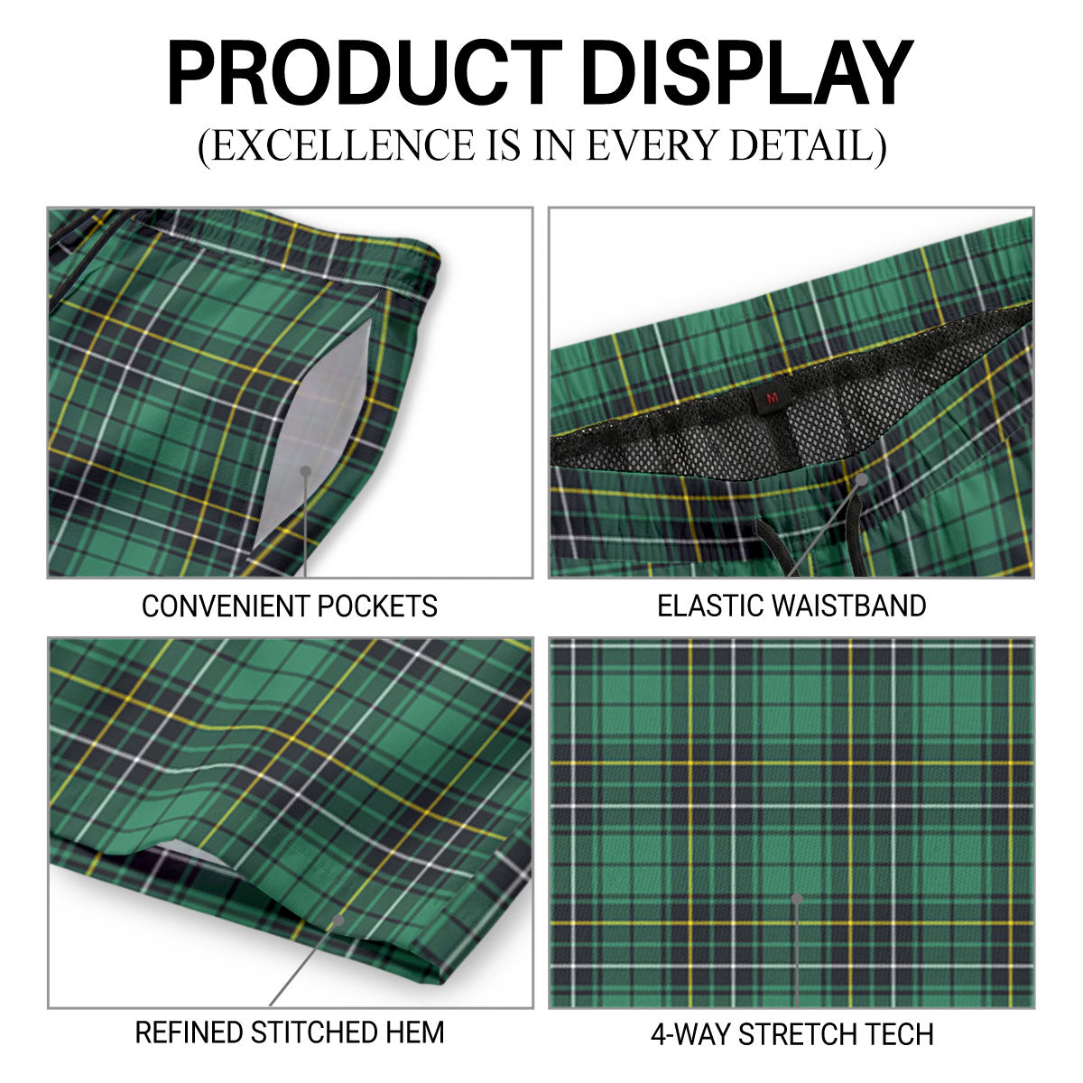 MacAlpine Ancient Tartan Crest Men's Beach Shorts