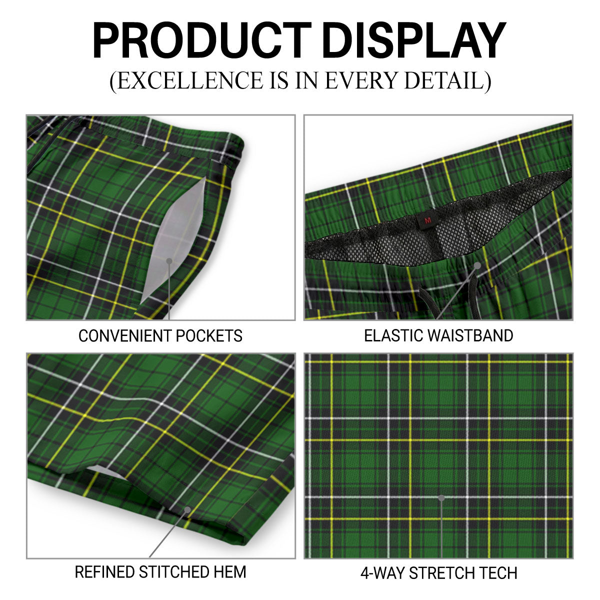 MacAlpine Modern Tartan Crest Men's Beach Shorts