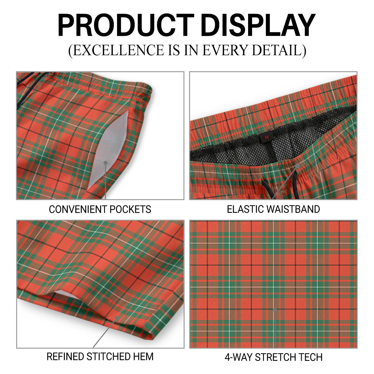MacAulay Ancient Tartan Crest Men's Beach Shorts