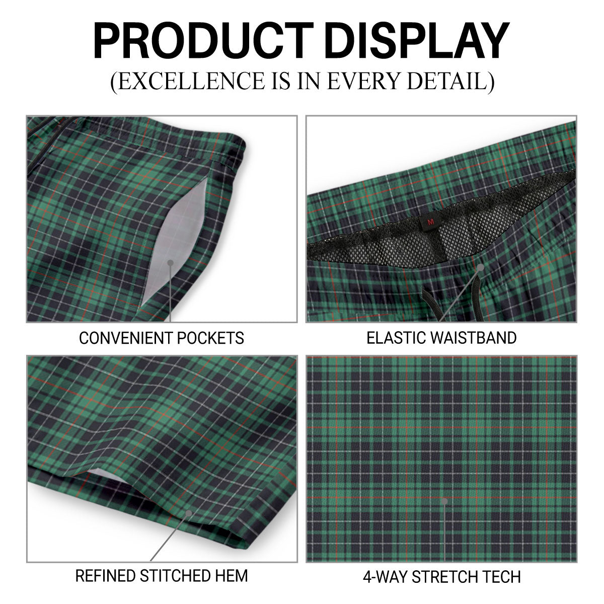 MacAulay Hunting Ancient Tartan Crest Men's Beach Shorts