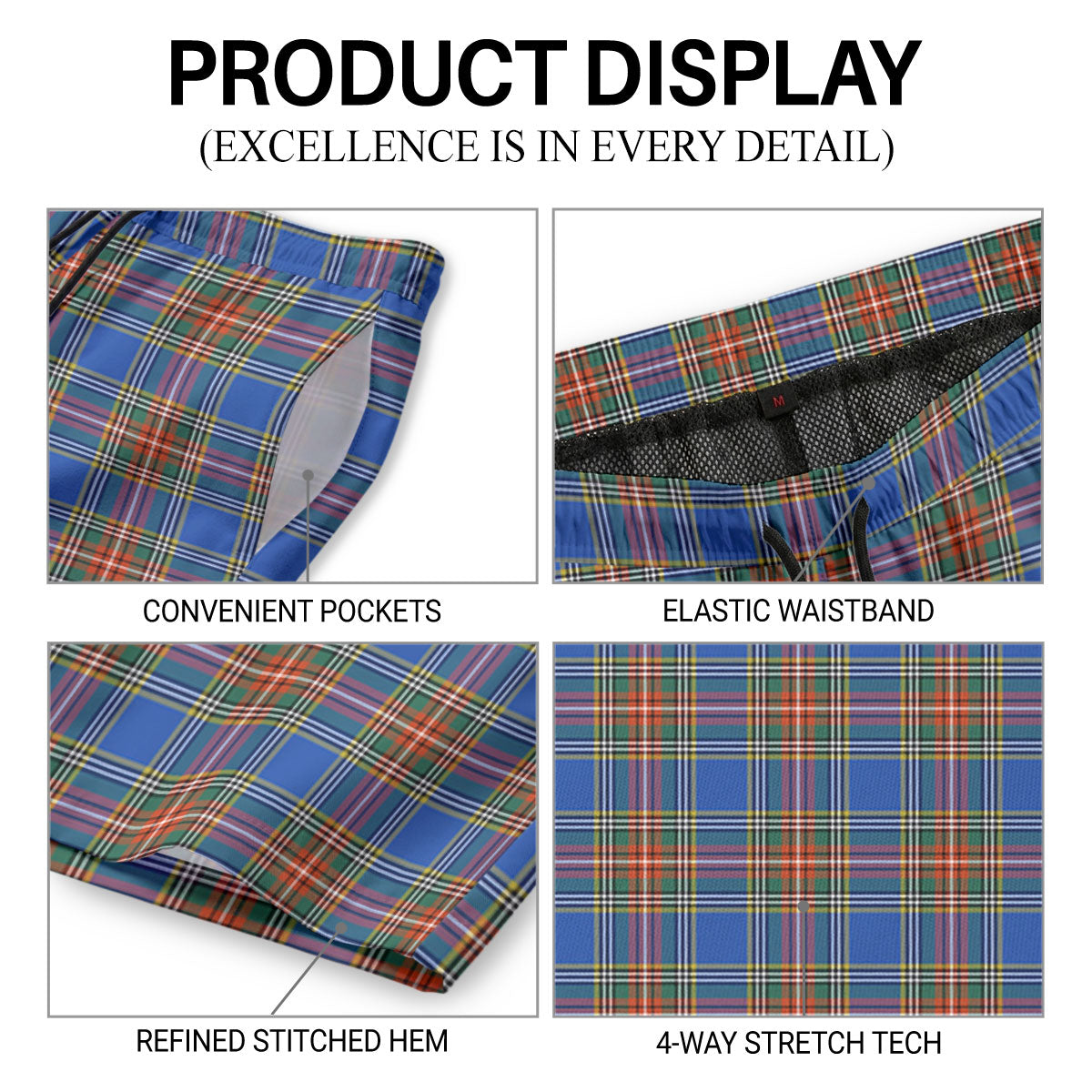MacBeth Ancient Tartan Crest Men's Beach Shorts