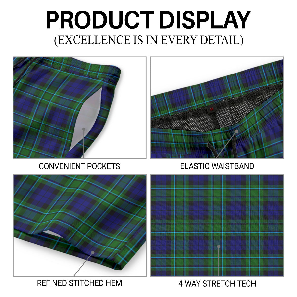 MacCallum Modern Tartan Crest Men's Beach Shorts
