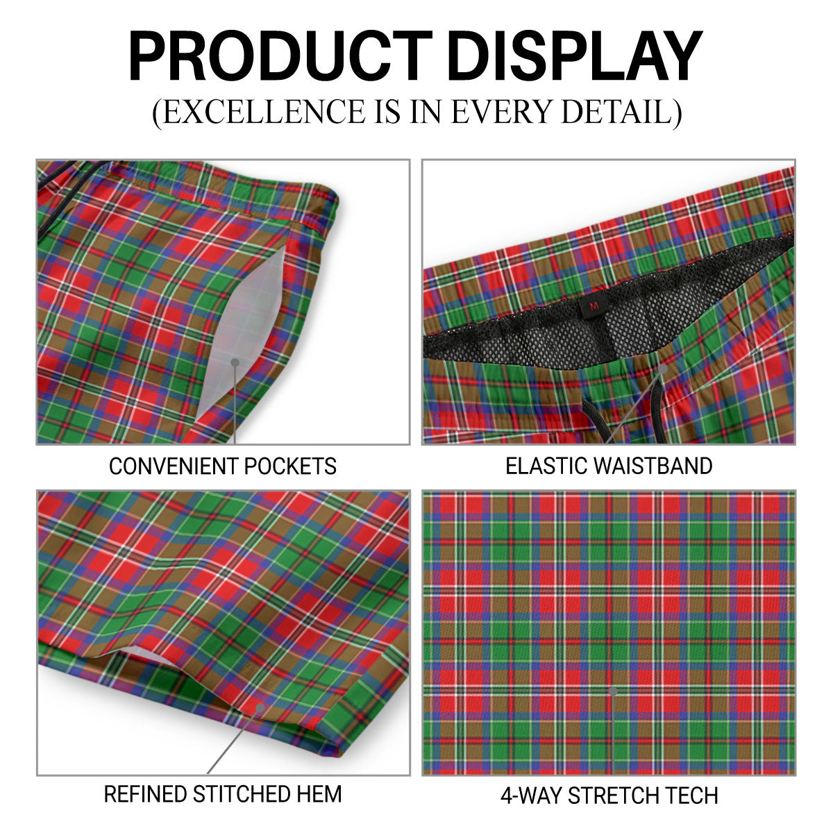 MacCulloch (McCulloch) Tartan Crest Men's Beach Shorts