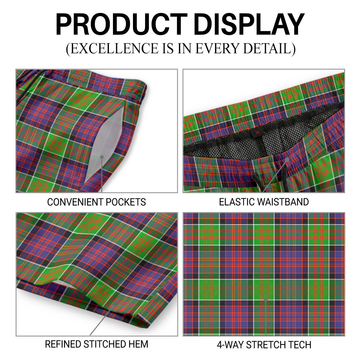 MacDonald (Clan Ranald) Tartan Crest Men's Beach Shorts