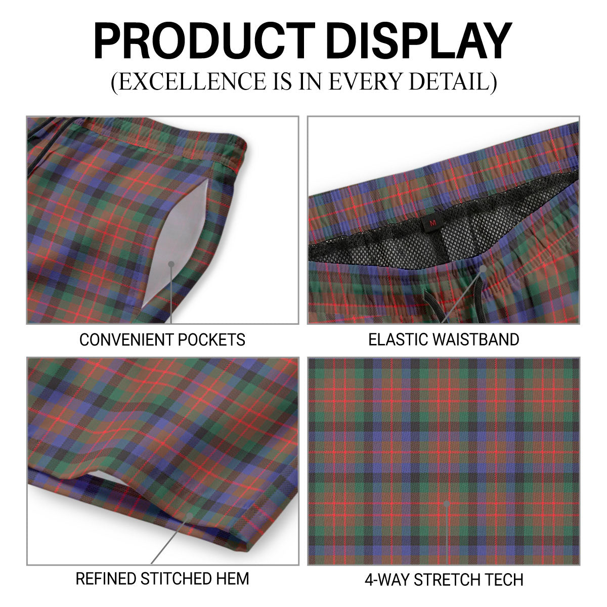 MacDuff Hunting Modern Tartan Crest Men's Beach Shorts