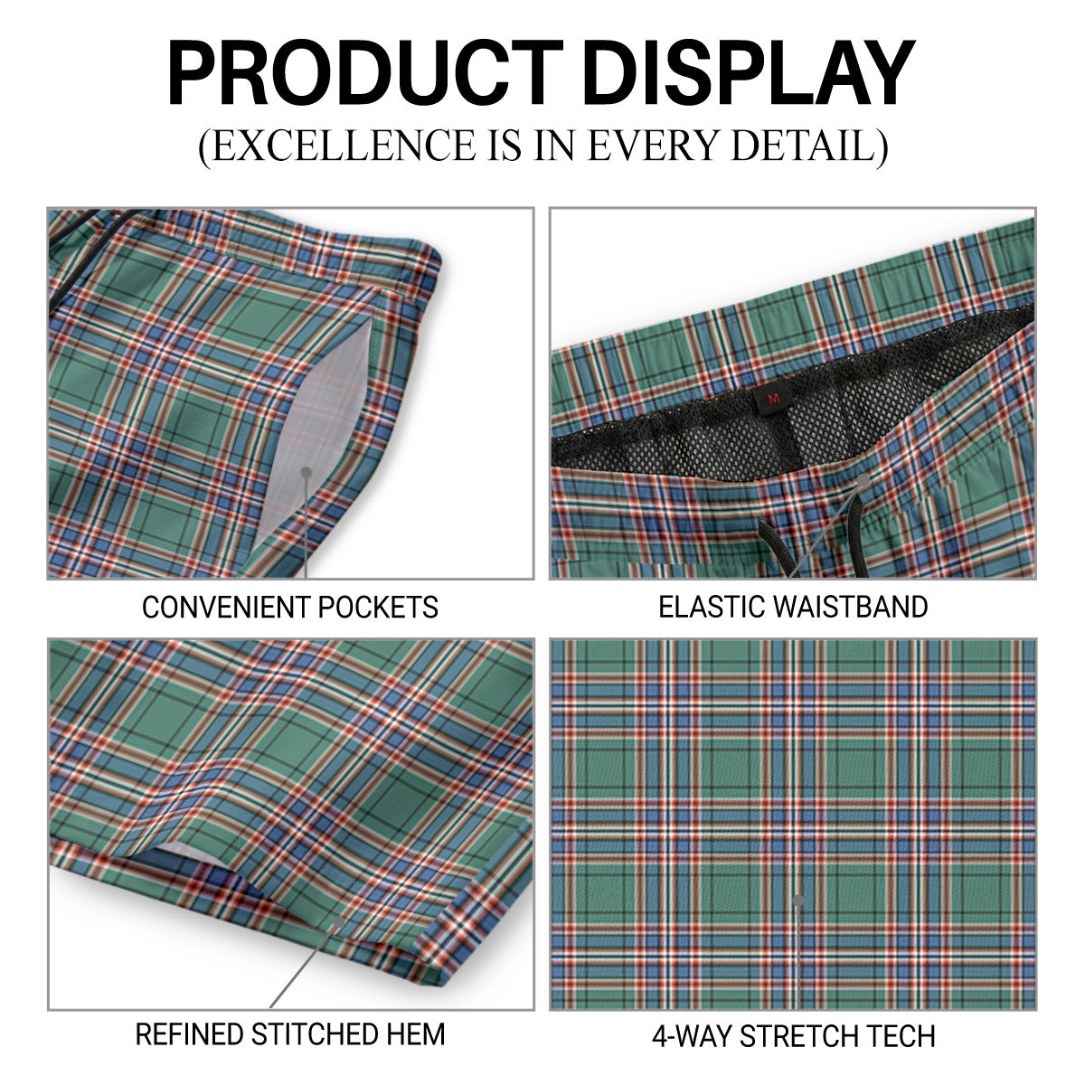 MacFarlane Hunting Ancient Tartan Crest Men's Beach Shorts