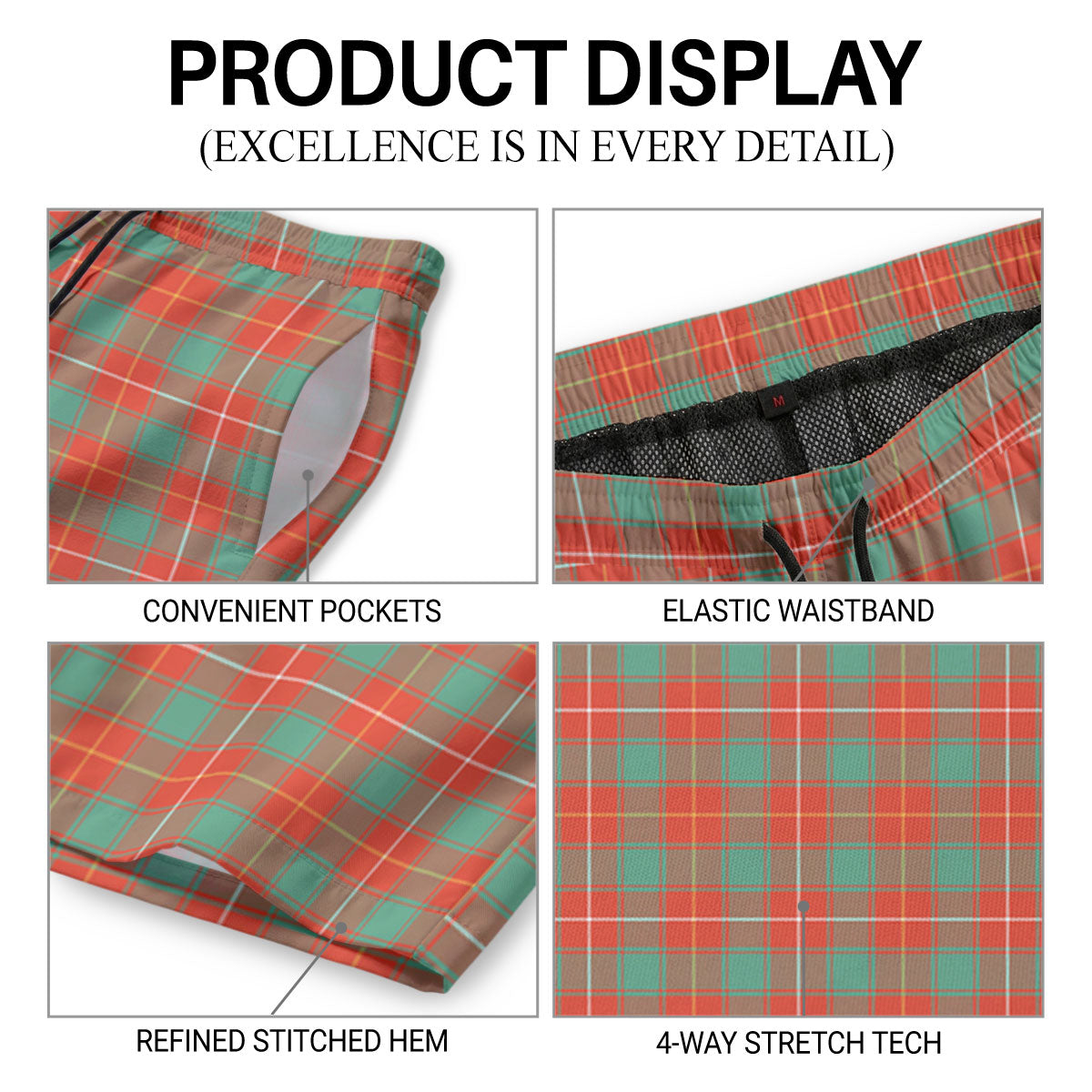 MacFie Ancient Tartan Crest Men's Beach Shorts