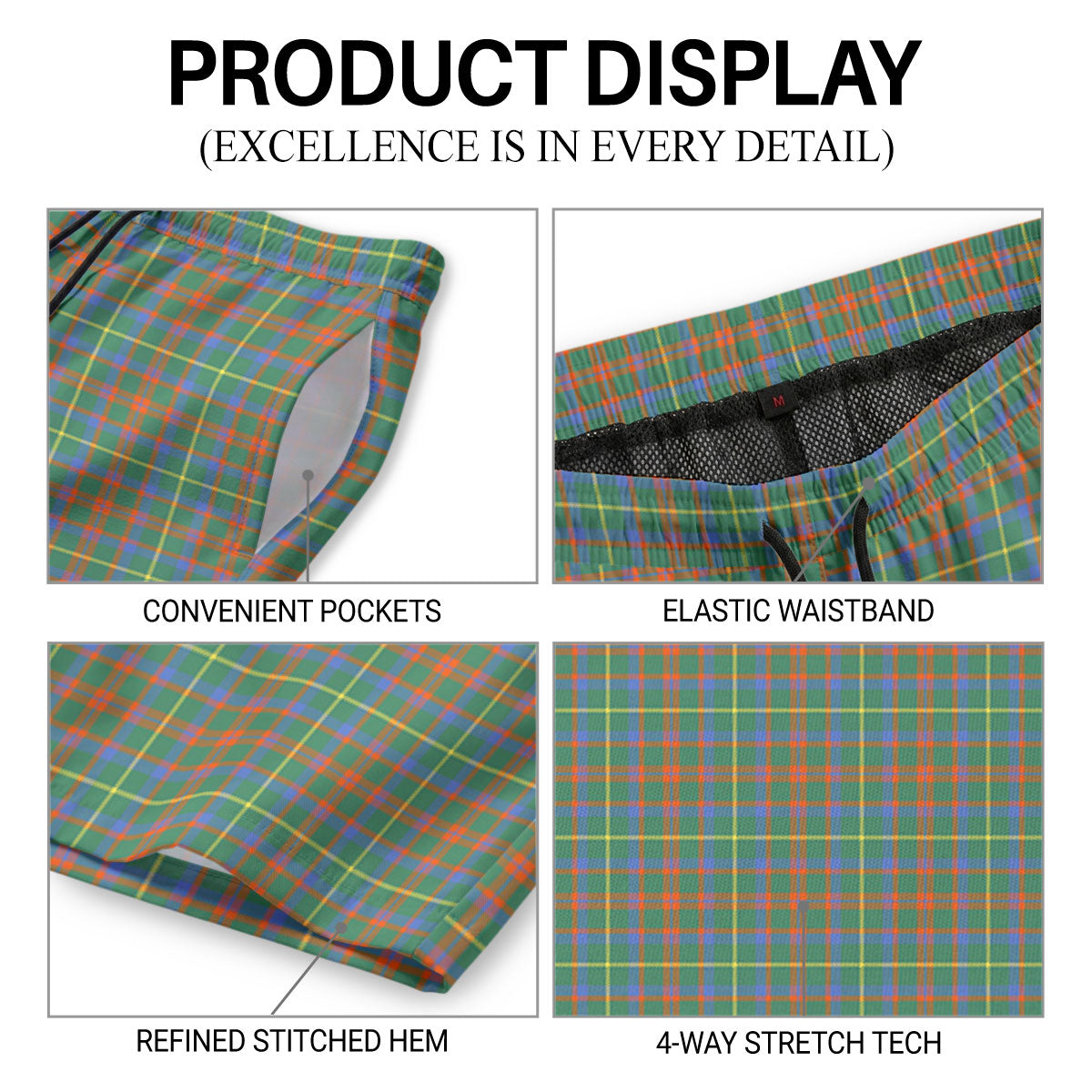 MacIntosh Hunting Ancient Tartan Crest Men's Beach Shorts