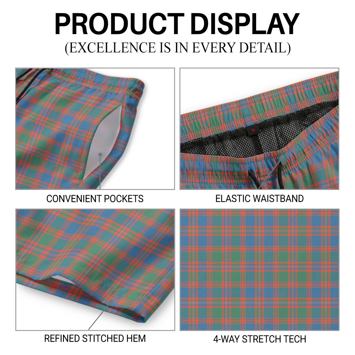MacIntyre Ancient Tartan Crest Men's Beach Shorts