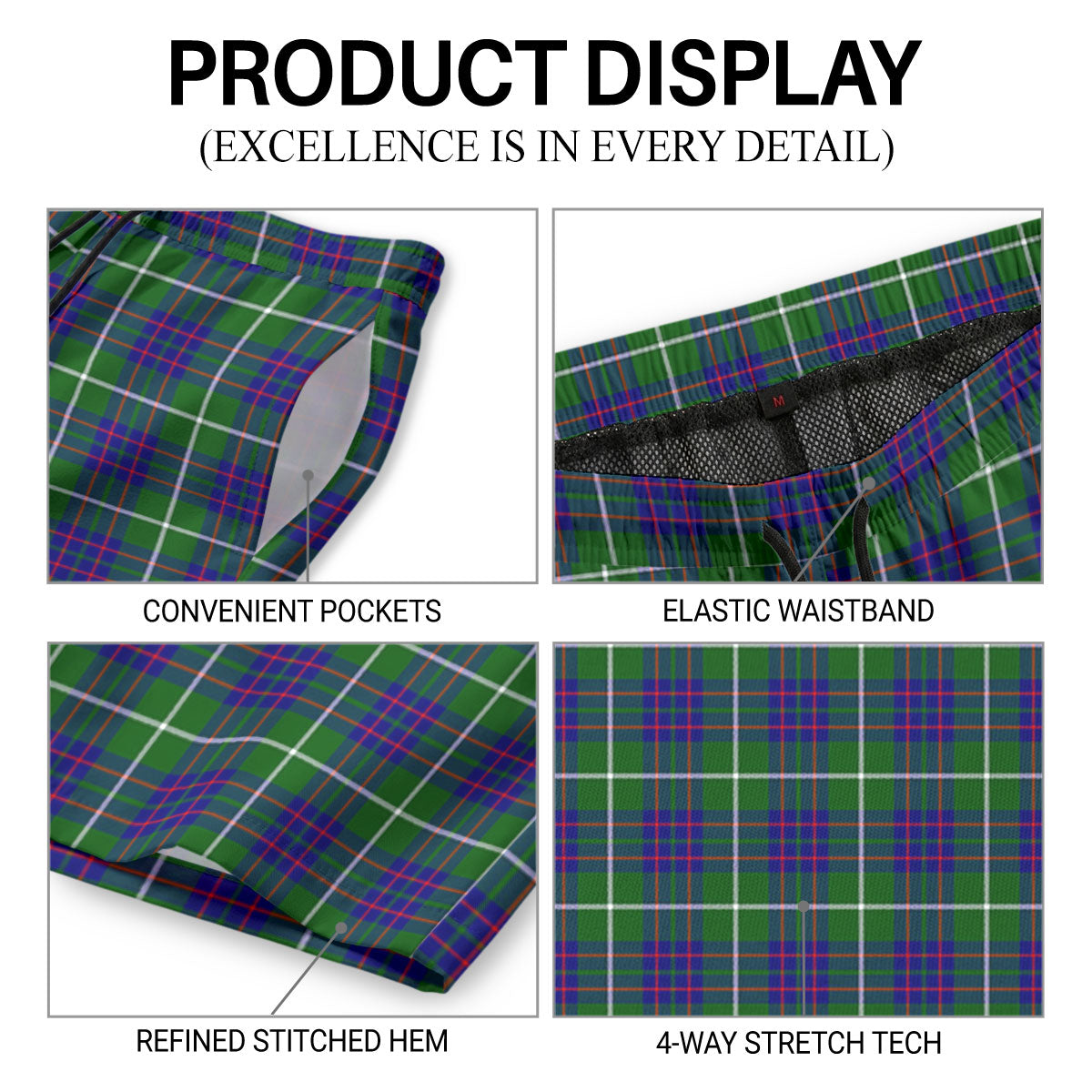 MacIntyre Hunting Modern Tartan Crest Men's Beach Shorts