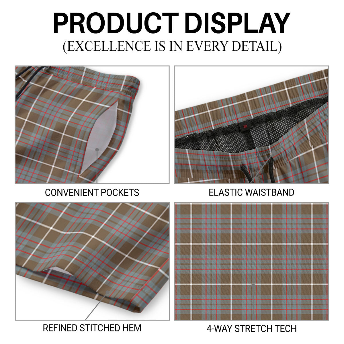 MacIntyre Hunting Weathered Tartan Crest Men's Beach Shorts