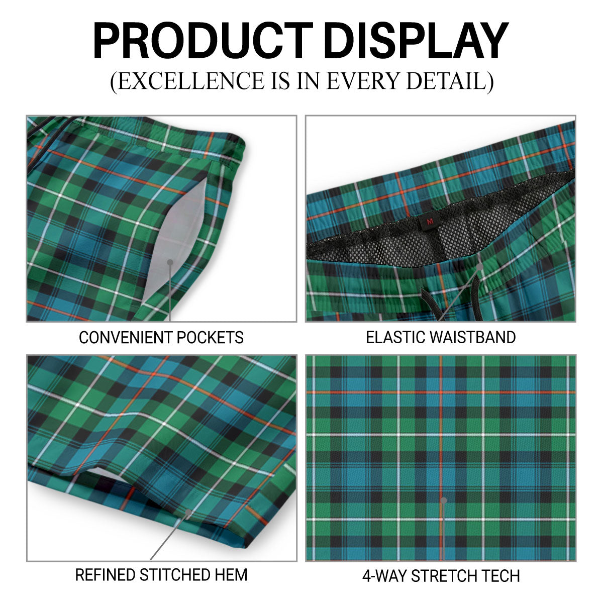 MacKenzie Ancient Tartan Crest Men's Beach Shorts