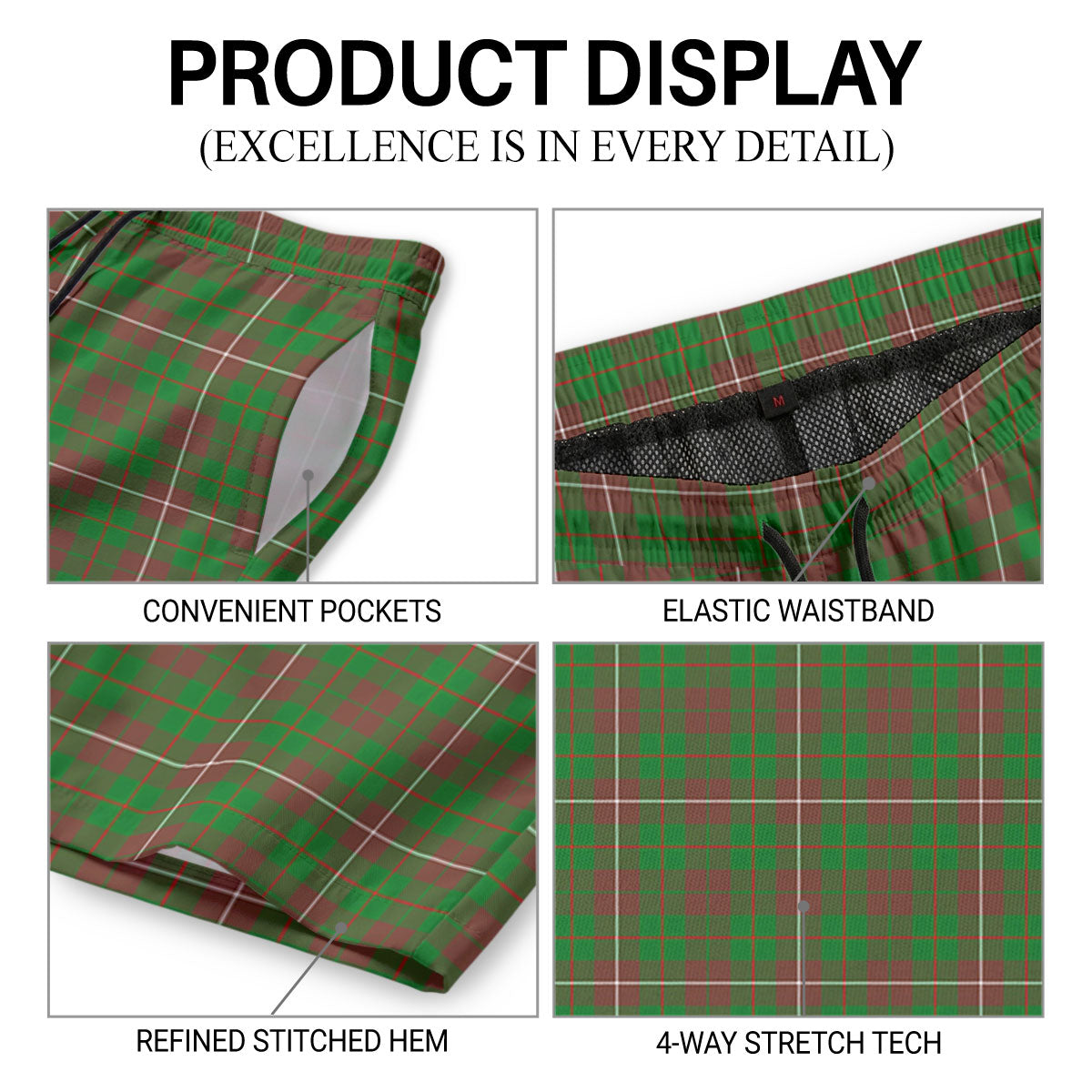 MacKinnon Hunting Modern Tartan Crest Men's Beach Shorts