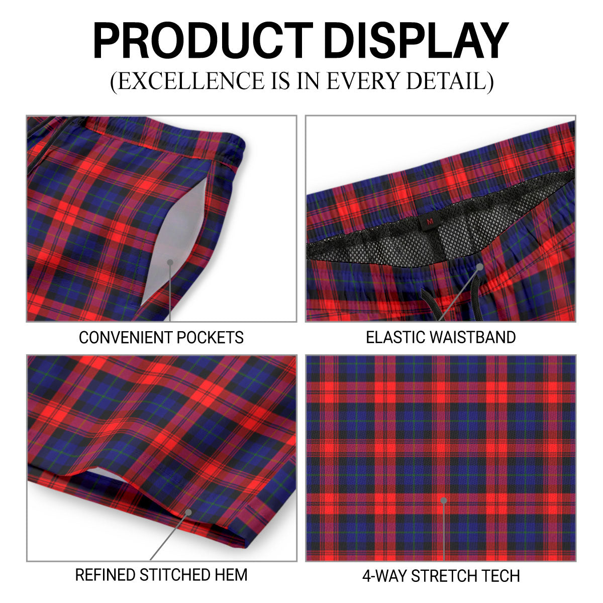 MacLachlan Modern Tartan Crest Men's Beach Shorts