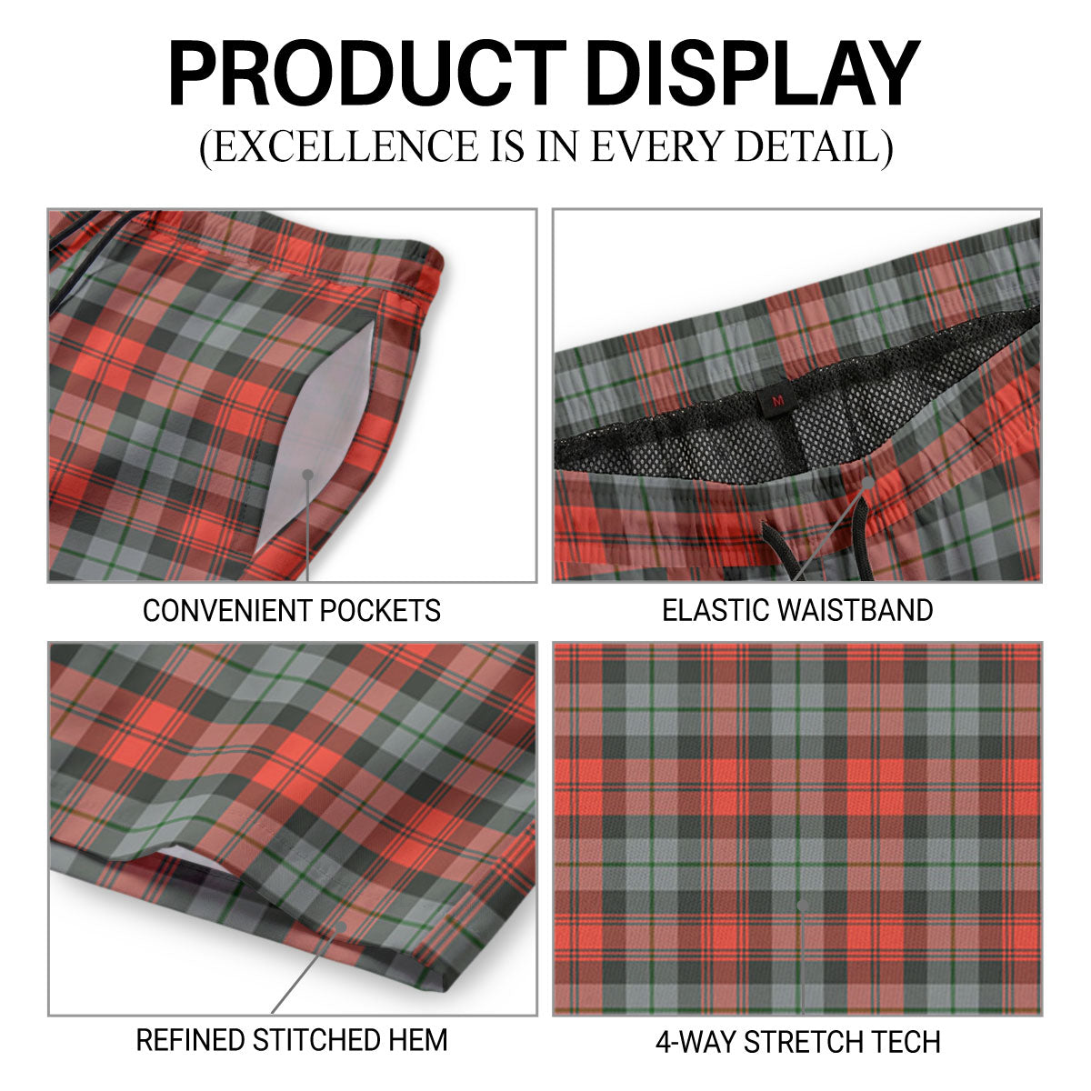 MacLachlan Weathered Tartan Crest Men's Beach Shorts