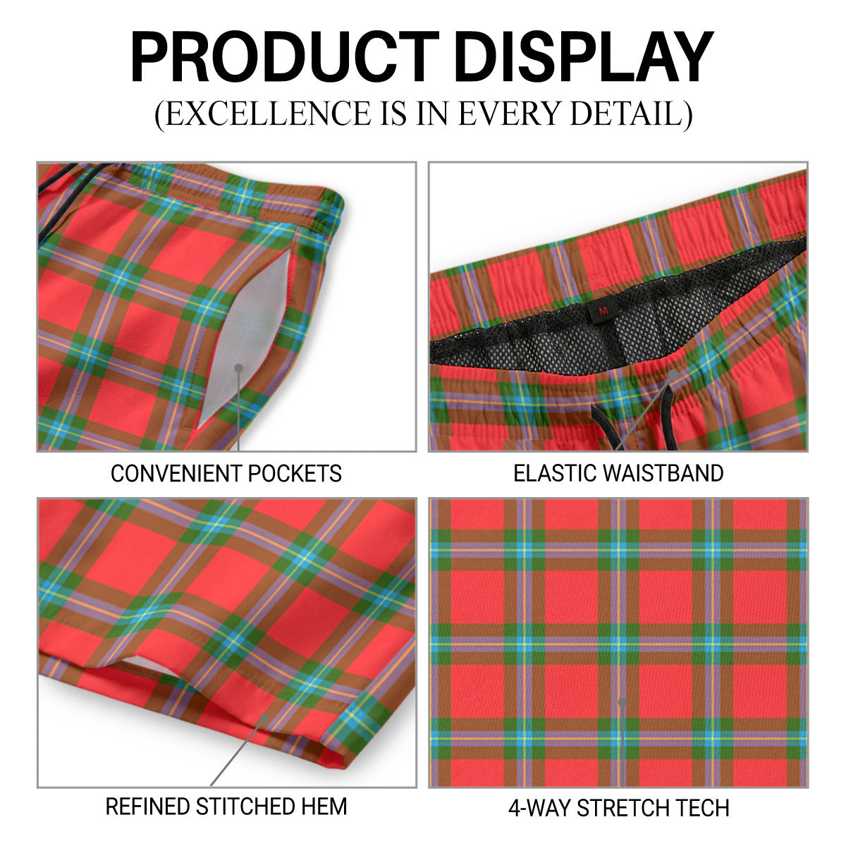 MacLaine of Loch Buie Tartan Crest Men's Beach Shorts