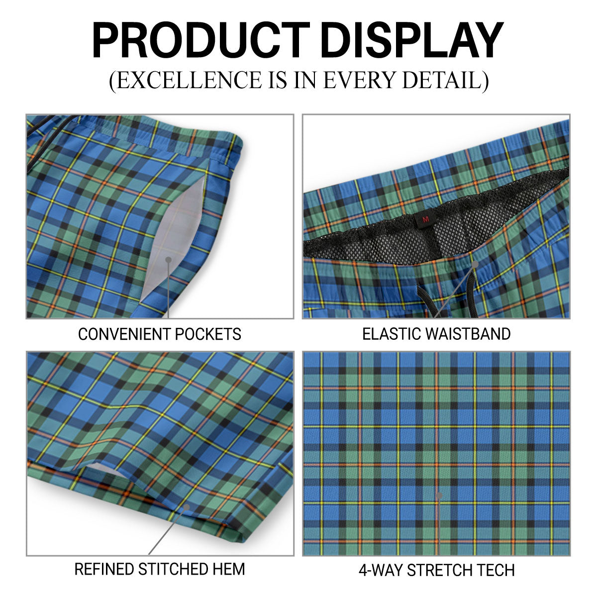 MacLeod of Harris Ancient Tartan Crest Men's Beach Shorts