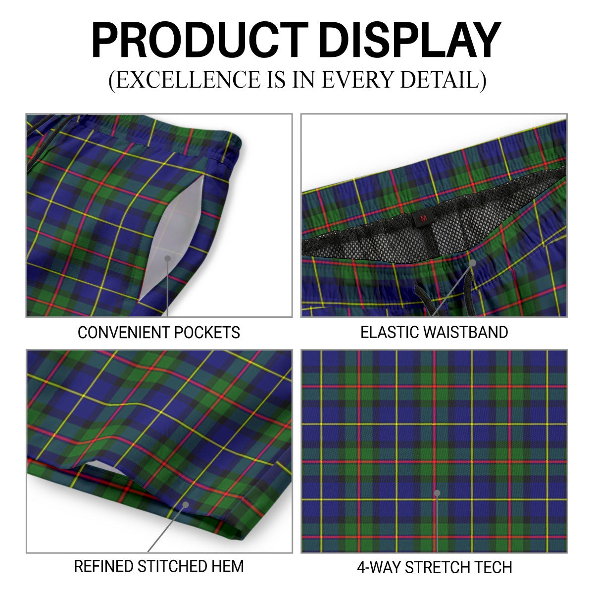 MacLeod of Harris Modern Tartan Crest Men's Beach Shorts
