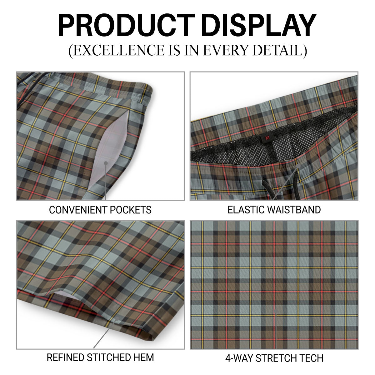 MacLeod of Harris Weathered Tartan Crest Men's Beach Shorts