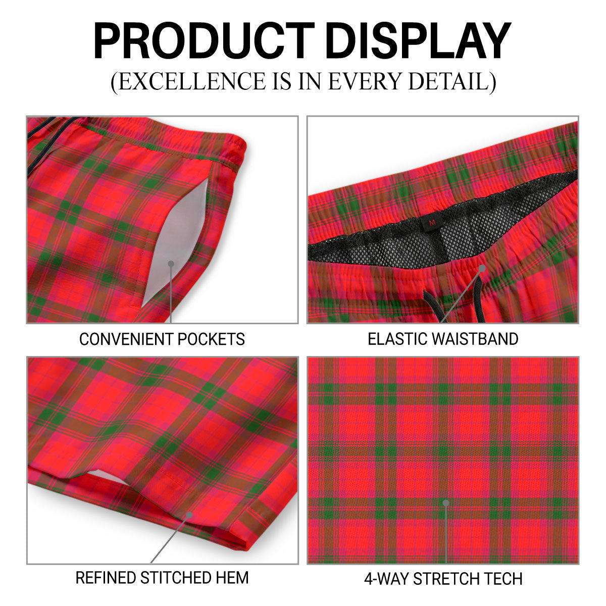 MacNab Modern Tartan Crest Men's Beach Shorts