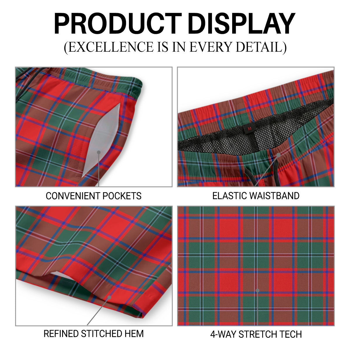 MacPhail Clan Tartan Crest Men's Beach Shorts