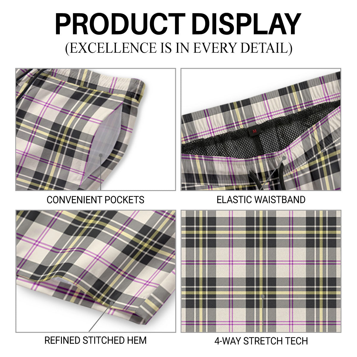 MacPherson Dress Ancient Tartan Crest Men's Beach Shorts