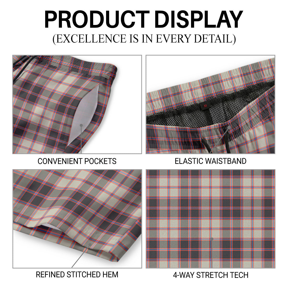 MacPherson Hunting Ancient Tartan Crest Men's Beach Shorts