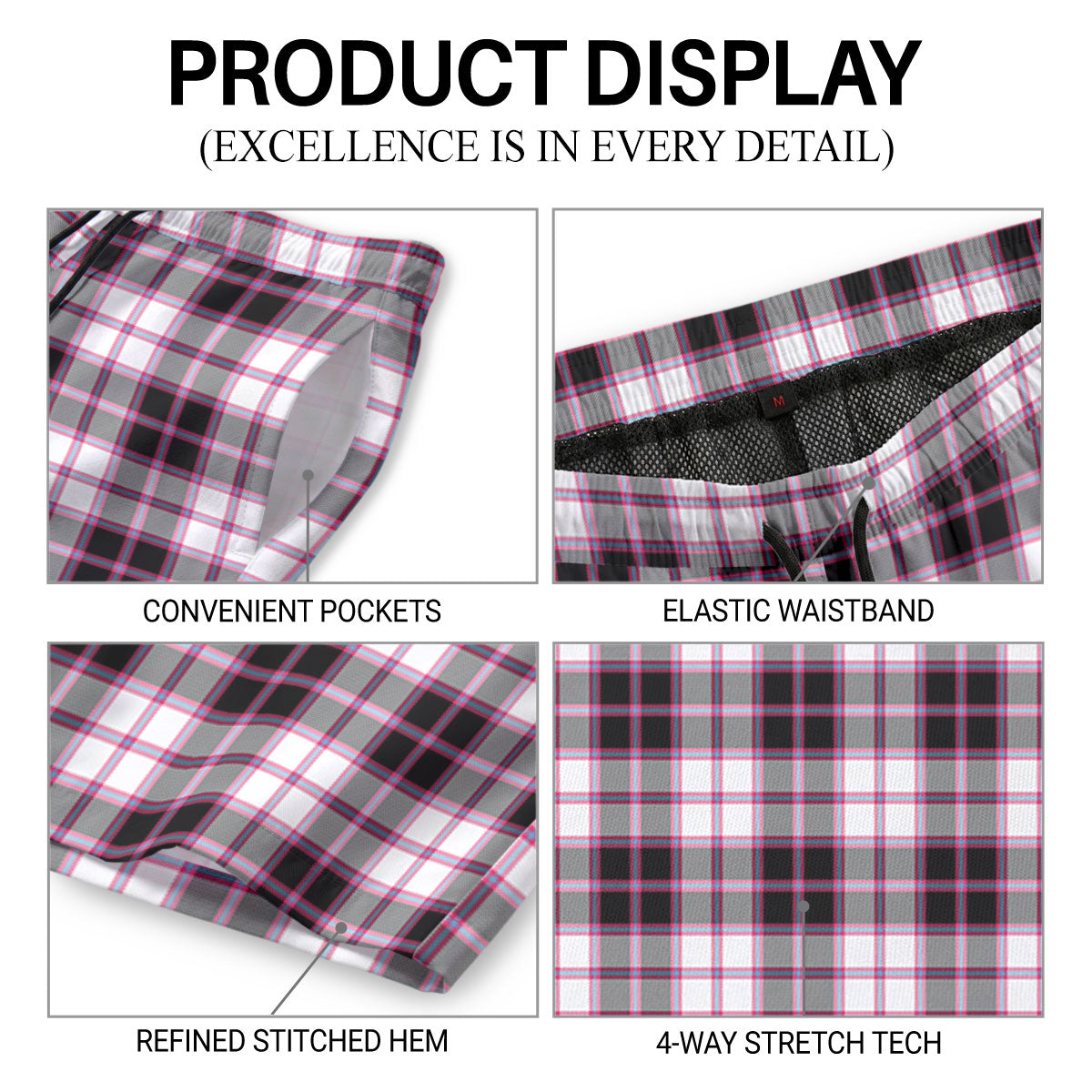MacPherson Hunting Modern Tartan Crest Men's Beach Shorts