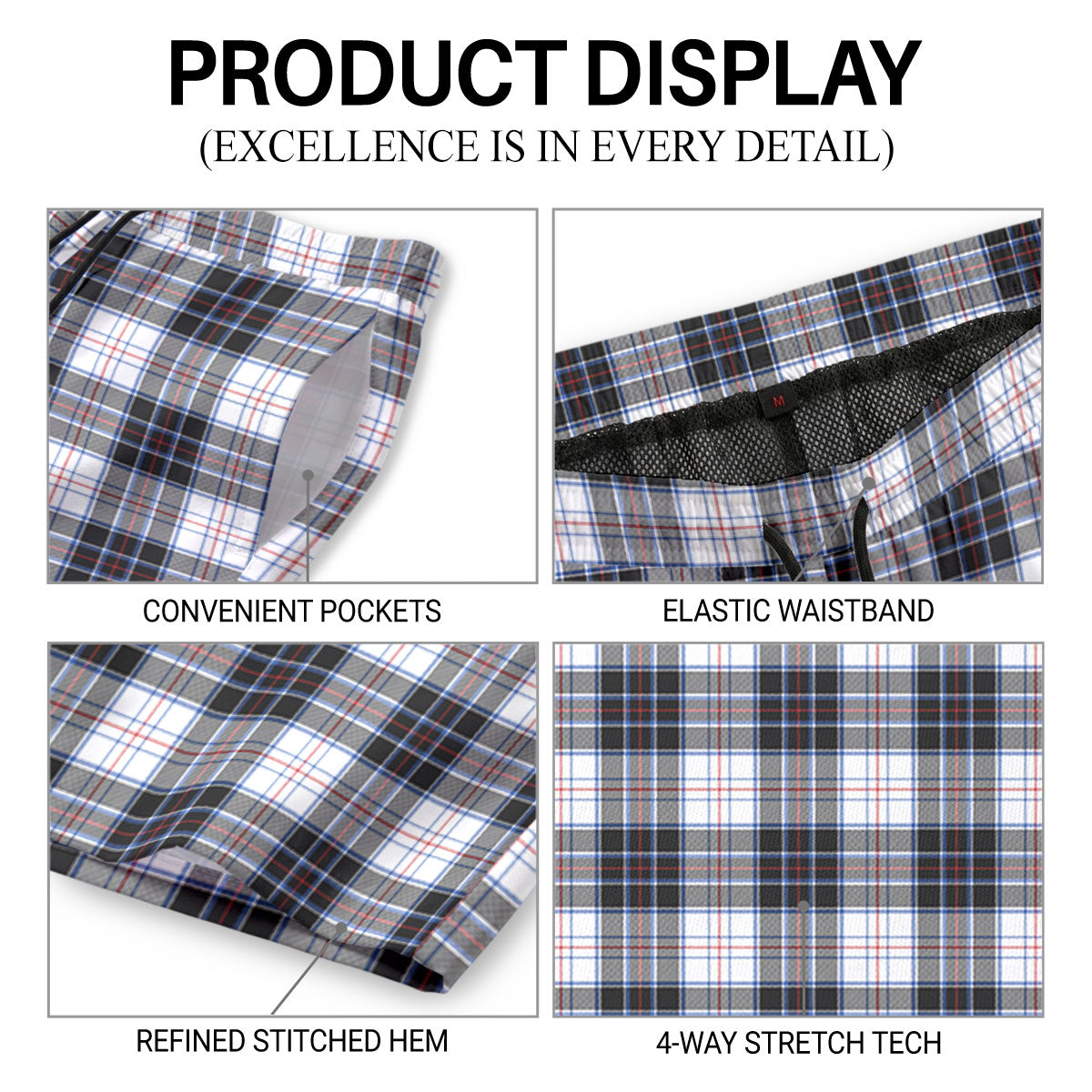 MacRae Dress Modern Tartan Crest Men's Beach Shorts