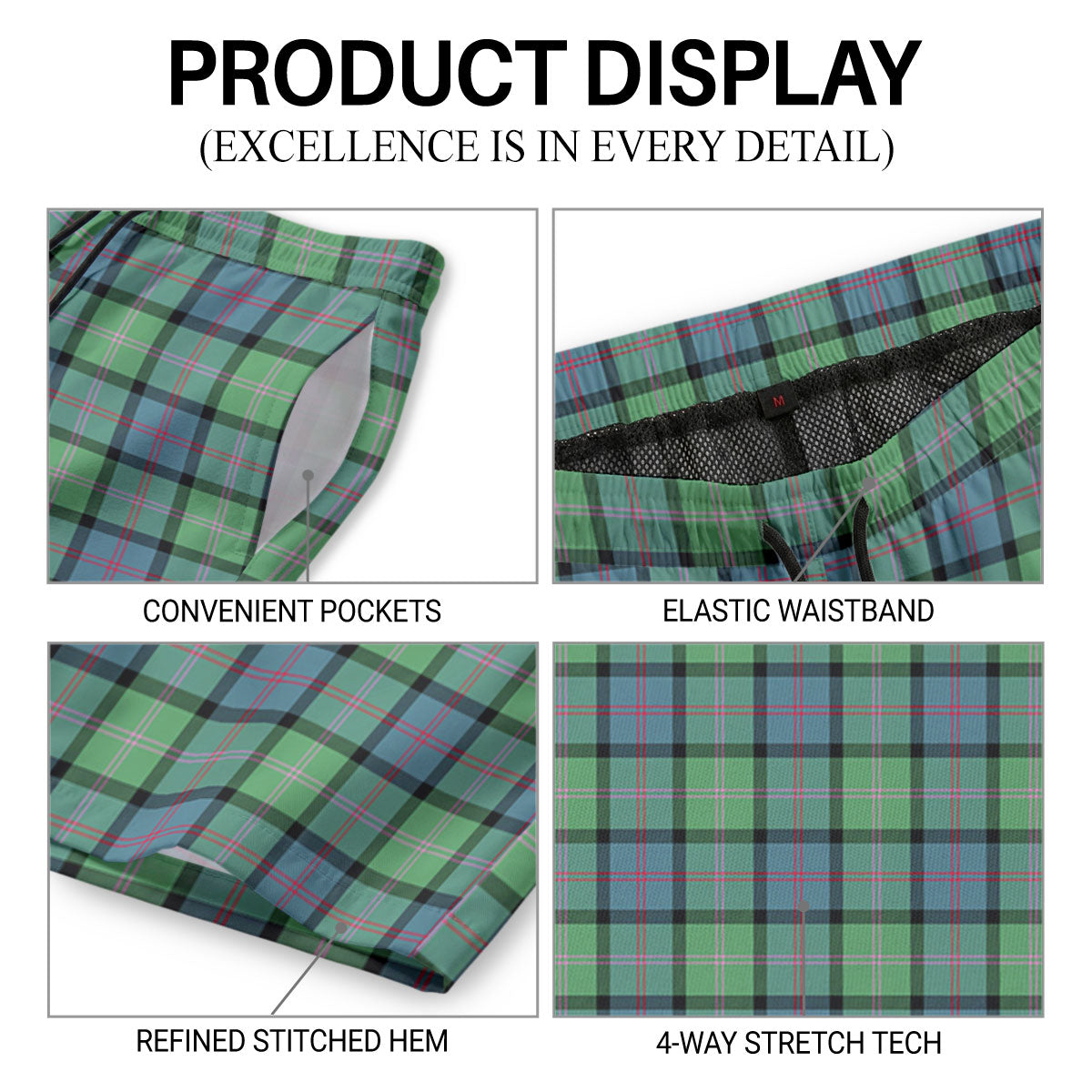 MacThomas Ancient Tartan Crest Men's Beach Shorts