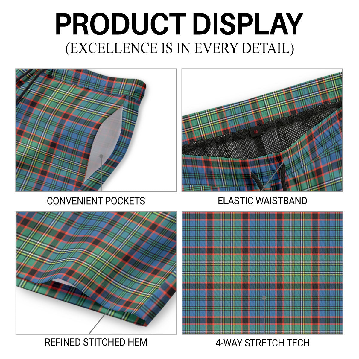 MacNicol Hunting Ancient Tartan Crest Men's Beach Shorts