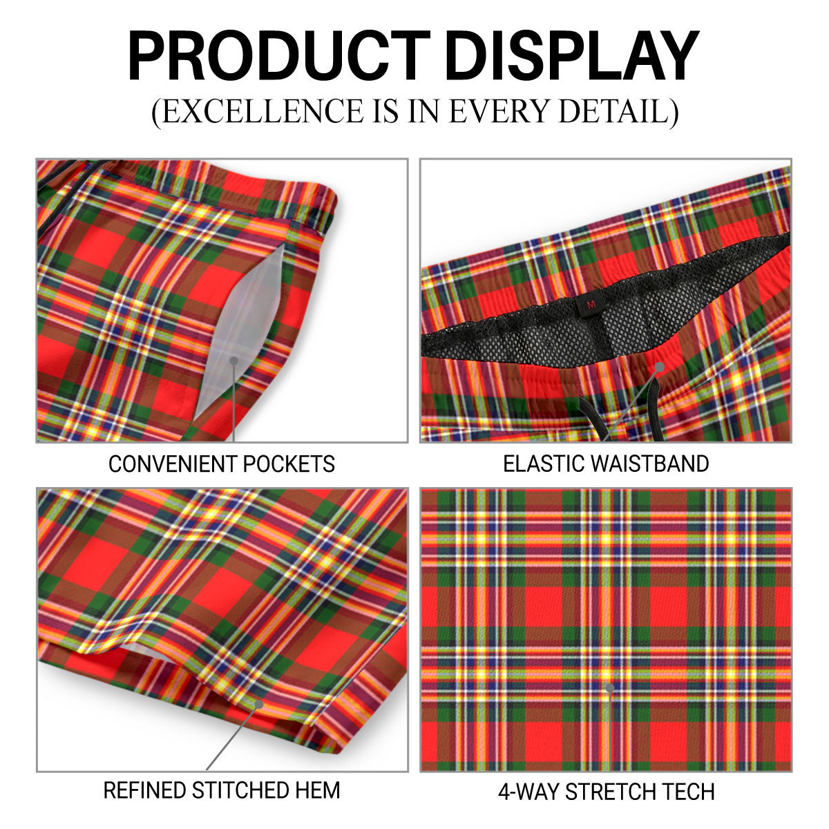 Makgill Tartan Crest Men's Beach Shorts