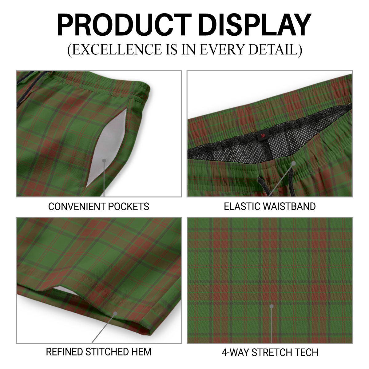 Maxwell Hunting Tartan Crest Men's Beach Shorts