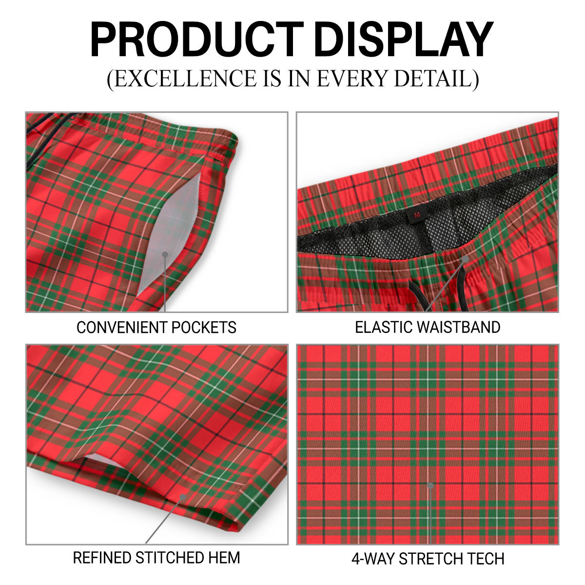 McAulay Modern Tartan Crest Men's Beach Shorts