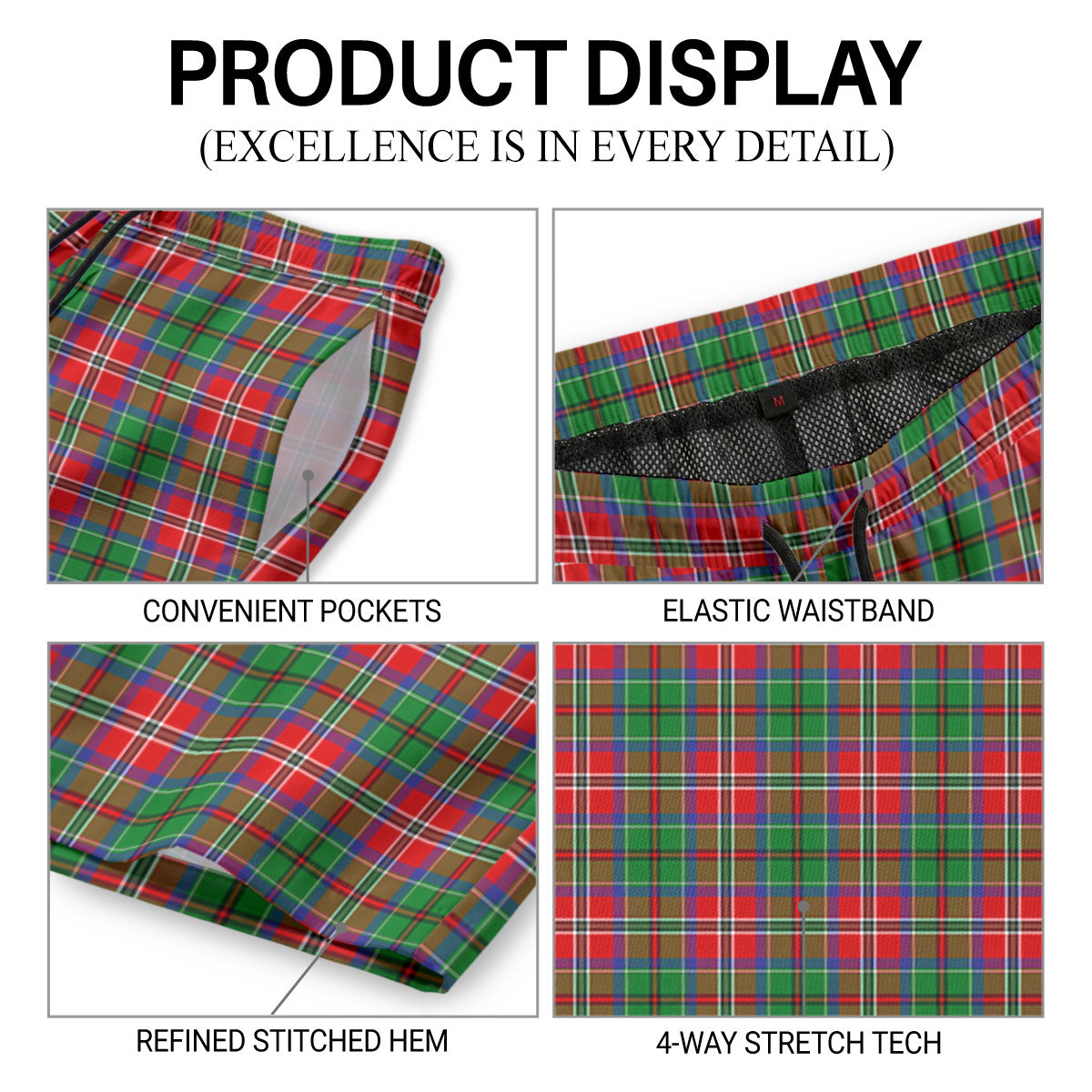 McCullough Tartan Crest Men's Beach Shorts