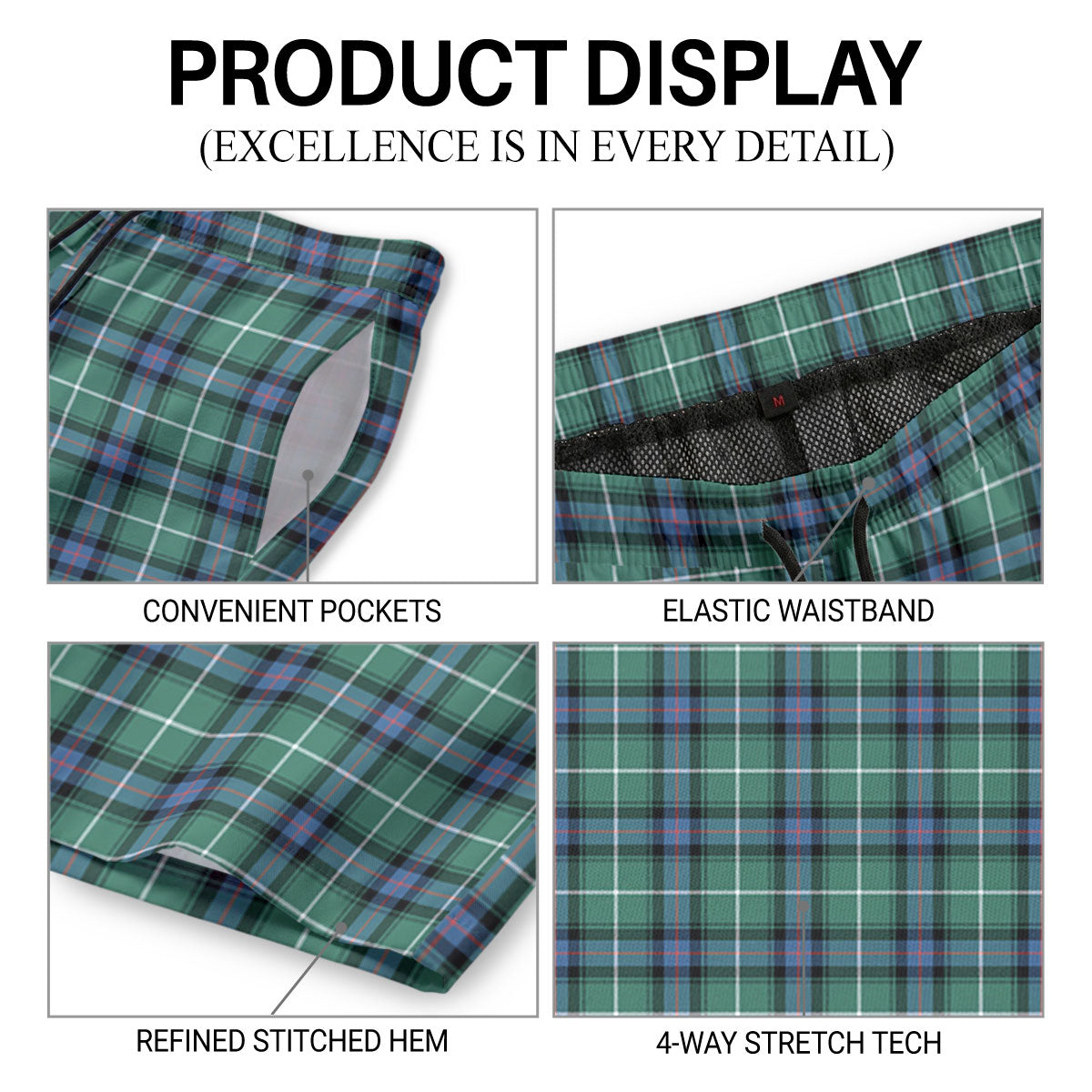 McDonald of the Isles Hunting Ancient Tartan Crest Men's Beach Shorts