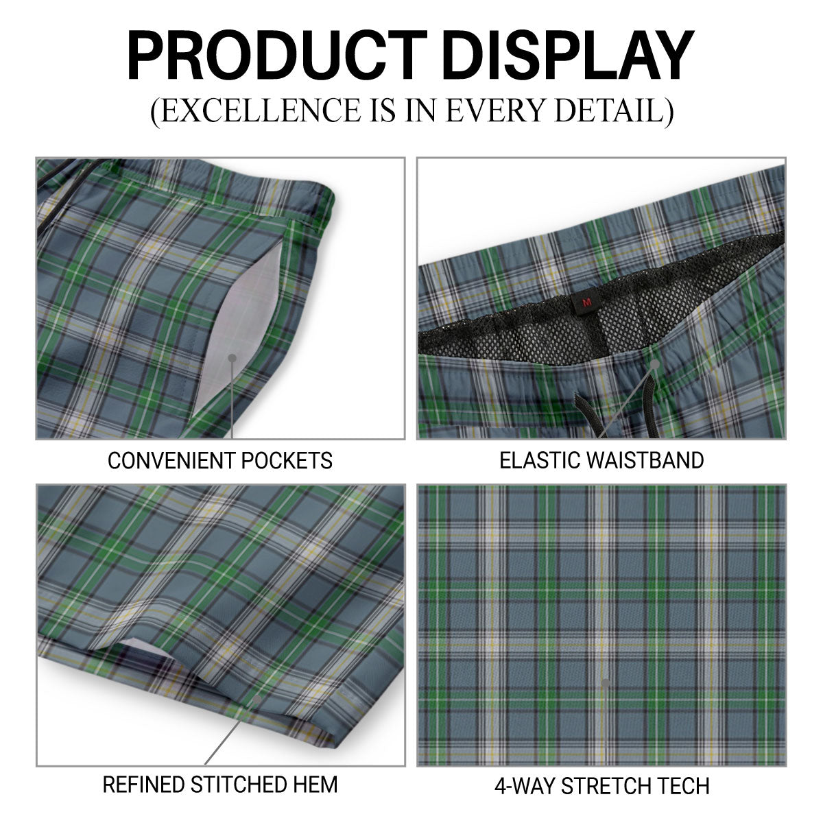 McDowell (MacDowell) Tartan Crest Men's Beach Shorts