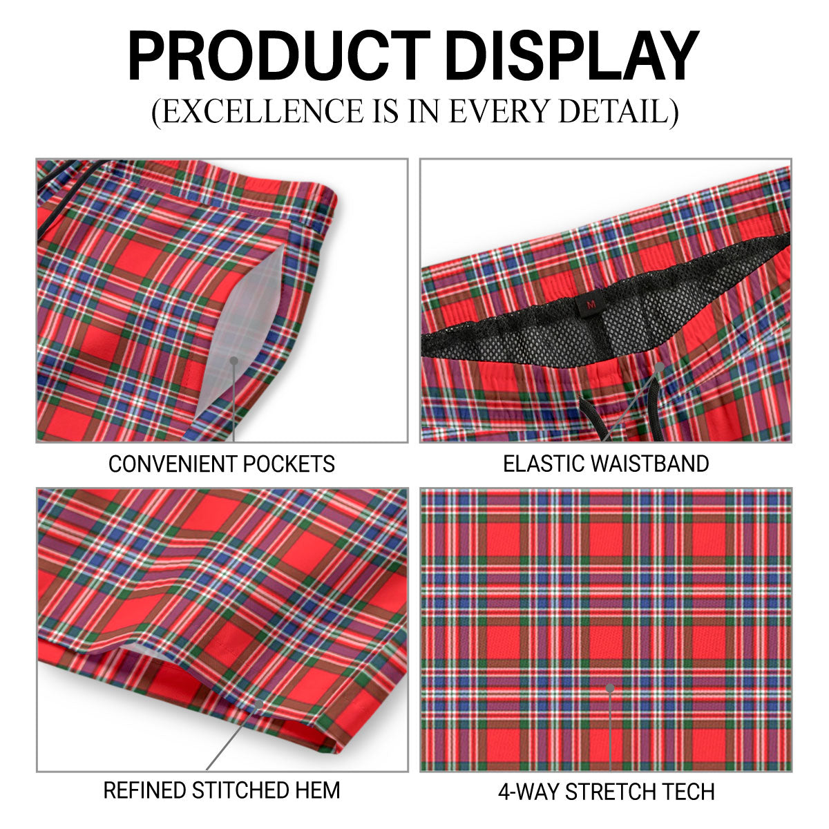McFarlane Modern Tartan Crest Men's Beach Shorts