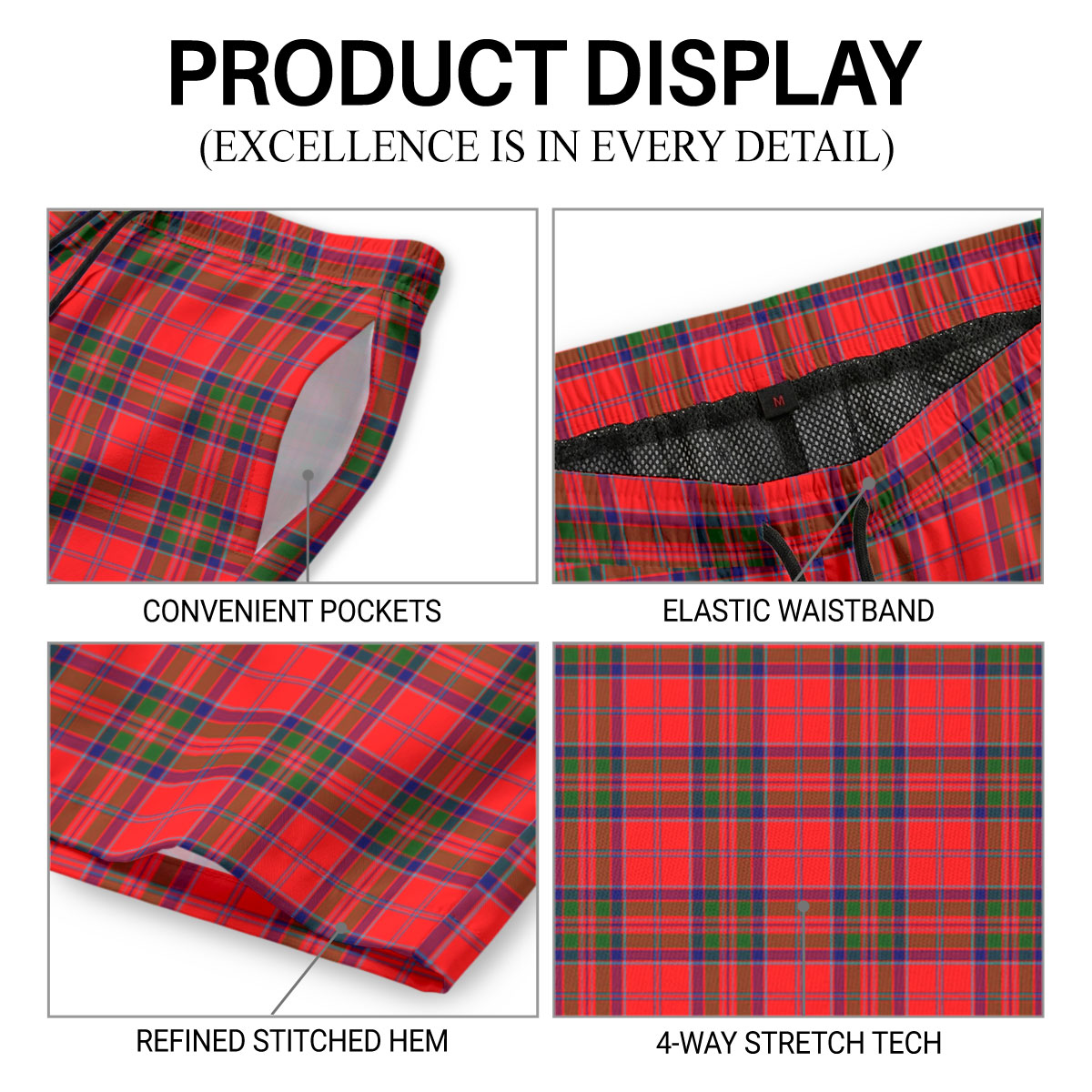 McGillivray Modern Tartan Crest Men's Beach Shorts