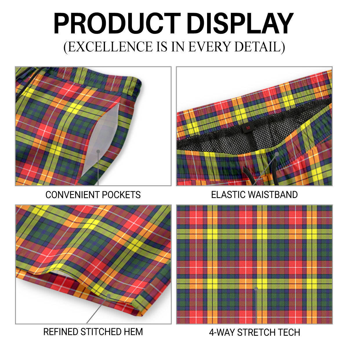 McIndoe Tartan Crest Men's Beach Shorts