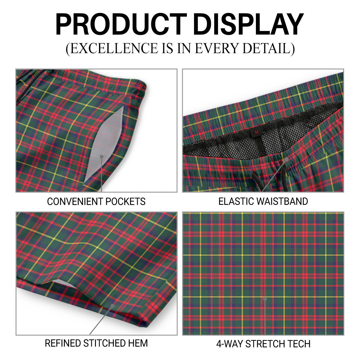 McIntosh Hunting Modern Tartan Crest Men's Beach Shorts